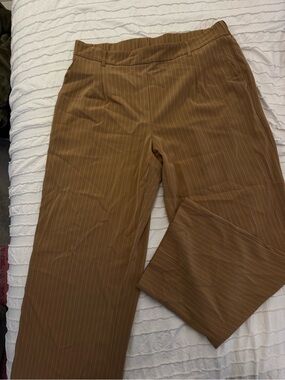Women's Brown Pinstripe Wide-Leg Trousers